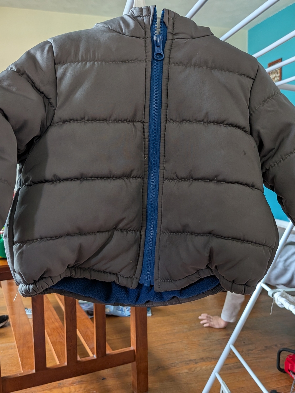 Carter's Gray Puffer Jacket with Blue Zipper